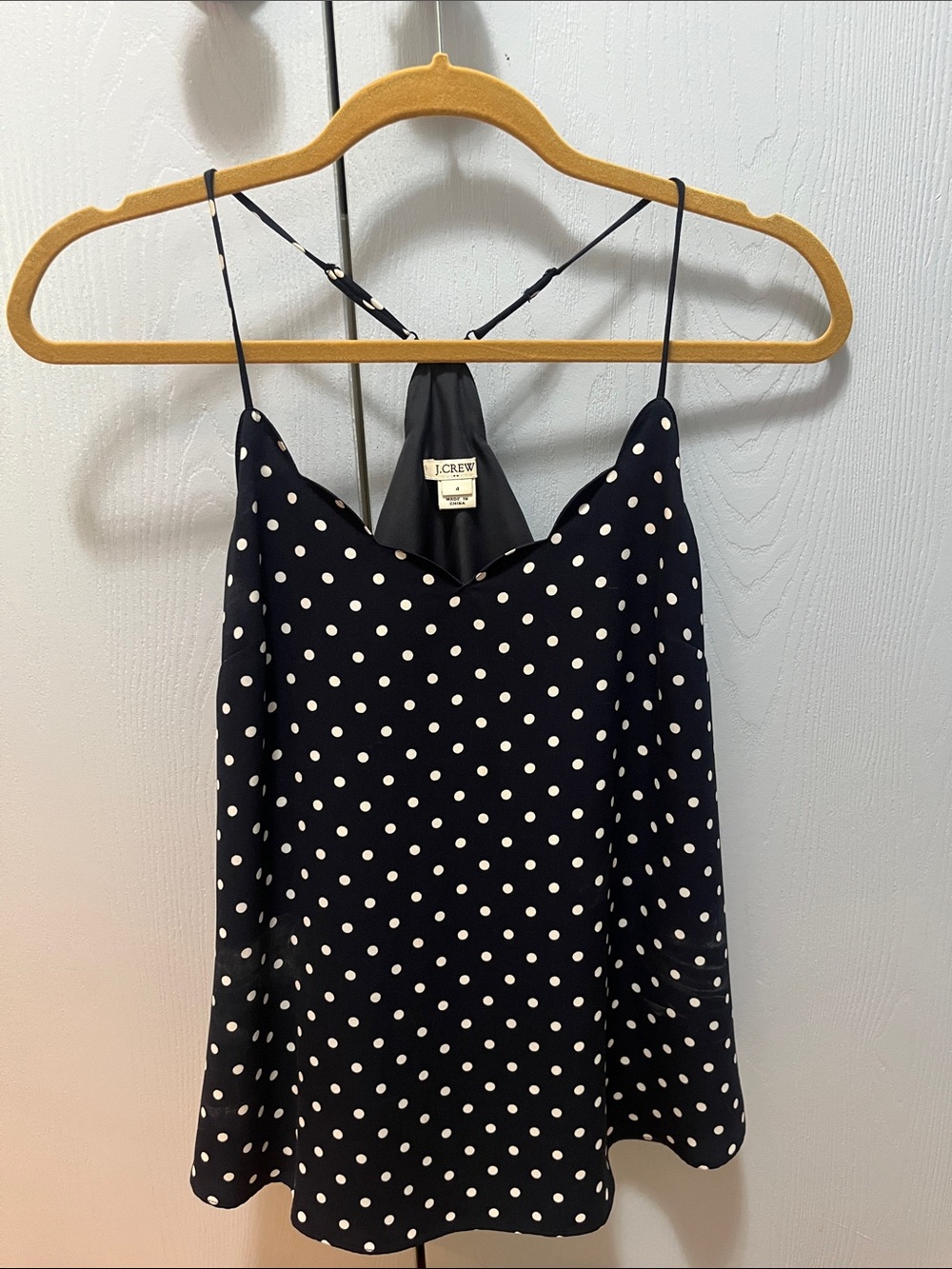 J.Crew Factory Black Polka Dot Spaghetti Strap Cami Top